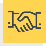 yellow square with an icon of a handshake